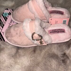 Juicy Couture Blush Pink Slippers with Heart Charm